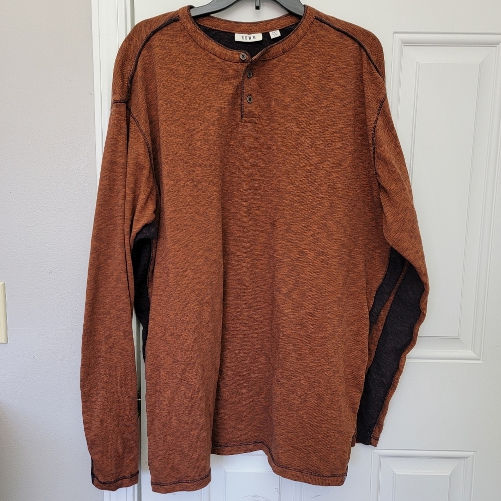 Men's Rust Long Sleeve Henley Shirt